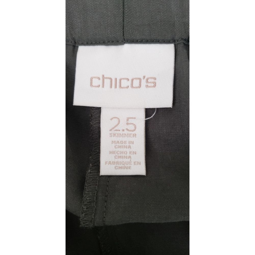 Chico's Skimmer Crop Pants Olive Green Pleated Career Casual Sz 2.5/14 - Picture 3 of 5